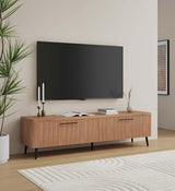 Manhattan Comfort Jodie 69" TV Stand with Wood Ribbed Drawers, Mid Century Modern Console Table for Televisions up to 60", Entertainment Center Storage Solution for Living Room, Maple Manhattan Comfort