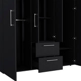 Quarte Modern 4-Door Wardrobe with 2 Drawers, Shelves and 2 Clothing Rods, Freestanding Armoire Wardrobe Closet, Clothes Storage Cabinet Organizer for Bedroom (Black/4-door) Quarte