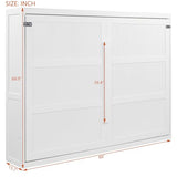 Polibi Queen Size Murphy Bed Wall Bed Cabinet with LED Lights, Space Saving Folding Bed for Home Office and Guest Room, Easy Pull-Down Mechanism, White Polibi