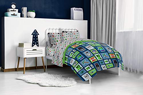 Jay Franco Minecraft Monster Hunters 4 Piece Twin Bed Set - Includes Reversible Comforter & Sheet Set - Bedding Features Creeper - Super Soft Fade Resistant Microfiber (Official Minecraft Product) Jay Franco