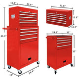 Kirmosal 13 Drawers Rolling Tool Chest with Wheels,Large Capacity Tool Storage Cabinet with Removable Top Toolbox, Locking Mechanical Tool Cart with Liner,Suitable for Garages, Warehouses-red Kirmosal