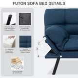 Vipbear Futon Sofa Bed Couch, 71" Convertible Sofa Bed, Space-Saving Loveseat with Adjustable Backrest & Armrest for Living Room,Apartment,Office,Blue Sleeper Sofa Vipbear