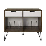 Novogratz Concord Turntable Stand with Drawers, Brown Oak Novogratz