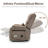 JIKFRIMA Power Lift Recliners Chairs for Elderly Adults Lay Flat Recliner with Heat & Massage, Wireless Charging Device, USB Ports, Cup Holder, Lumbar Pillow, 400Lbs（Velvet Fibric,Light Brown）