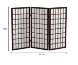 3 ft. Short Window Pane Shoji Screen - Walnut - 3 Panels Red Lantern