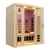 KUNSANA Ceramic Infrared Sauna 3 Person, Low EMF Infrared Saunas for Home, Hemlock Indoor Sauna Room, 2- in - 1 Heating Panels, Bluetooth Speakers, Chromotherapy Lights KUNSANA