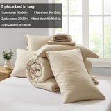 Homelike Moment Queen Comforter Set with Sheets, 7 Piece Beige Comforter Set Queen Size, Full Size Bed in a Bag Lightweight and Machine Washable Homelike Moment