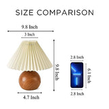 KUNJOULAM Cute Small Pleated Lamp, Modern Bedside Nightstand/Table Lamp with Beige Lampshade, Metal Base for Bedroom, Home Office, Living Room, Kids Dorm with E12 Bulb KUNJOULAM