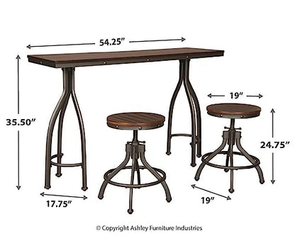 Signature Design by Ashley Odium Urban Counter Height Dining Table Set with 2 Bar Stools, Gray