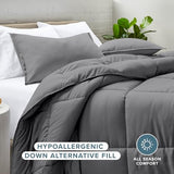 Bare Home Comforter Set - Queen Size - Ultra-Soft - Goose Down Alternative - Premium 1800 Series - All Season Warmth (Queen, Grey) Bare Home