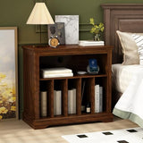 RowyPoey Large Farmhouse Record Player Stand, Turntable Stand with Vinyl Storage, Wood Record Holder Storage Cabinet Dispaly Shelf for Living Room, Bedroom, Office, Brown RowyPoey