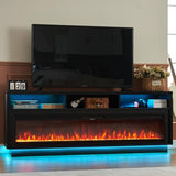 AHB 70" Fireplace TV Stand with 64" Electric Fireplace, LED Light Entertainment Center with Fireplace and Storage Cabinet, Media Console Table for TVs Up to 80 Inches, Ideal for Living Room, Black AHB