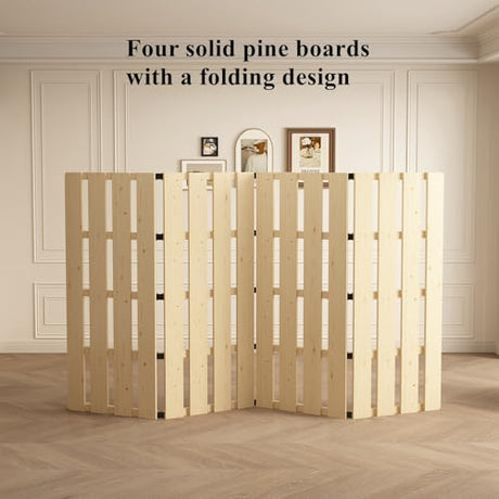 LOBOTOU Queen Size Foldable Wood Bed Slats, Breathable Wooden Mattress Support Base, Japanese Tatami Floor Bed Frame for Guest Bedroom, Easy to Store (Queen (U.S. Standard)) LOBOTOU
