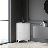 Teamson Home Glancy Wooden Small Corner Freestanding Floor Cabinet with 1 Adjustable Shelf 2 Storage Spaces 1 Door and 1 Chrome-Finished Knob, White Teamson Home