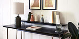 Main + Mesa Marble Geometric Bookends with Wood Inlay, White Main + Mesa