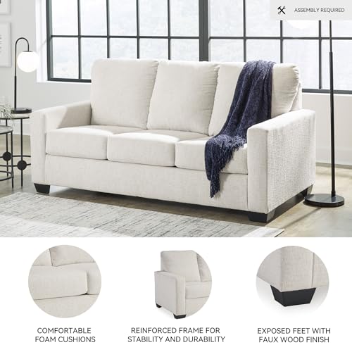 Signature Design by Ashley Rannis Coastal 2-in-1 Sofa Sleeper with Folding Gel Memory Foam Mattress, Full, White Signature Design by Ashley