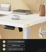 OffiGo 79 Inch Executive Electric Standing Desk, Height Adjustable Desk with Power Outlet & 1.38" Thick 3-Piece Desktop, Sit Stand Computer Desk for Home, Office, Conference Room, White OffiGo