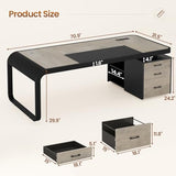 Itaar 70.9" Executive Desk, Large Computer Desk with Drawers and Lateral File Cabinet, Office Desk with Removable Shelves, Business Furniture Desk Workstation for Home Office, Gray Itaar