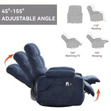 Sang Seiyoga Heat Massage Recliner Chair with Rocker & Swivel, Wall Hugger Small Recliner for Small Spaces, Manual Living Room Chair, Navy Blue, Ergonomic Design for Relaxation