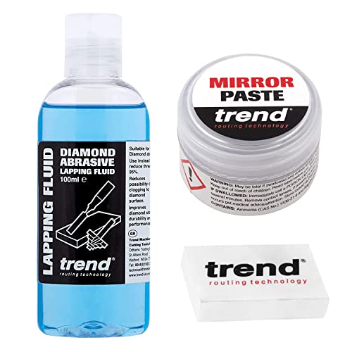 Trend Complete Sharpening Set: 6 Inch Diamond Bench Stone, Tapered File, Leather Strop, Lapping Fluid, Mirror Paste, Cleaning Block & Storage Case, TREND