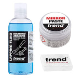 Trend Complete Sharpening Set: 6 Inch Diamond Bench Stone, Tapered File, Leather Strop, Lapping Fluid, Mirror Paste, Cleaning Block & Storage Case, TREND