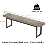 STHOUYN 59” Dining Bench Pair of 2 for 6-8 Person, Farmhouse Indoor Kitchen Table Benches, Bed Bench, Industrial Shoe Bench, Entryway Benches (Grey 2pcs) STHOUYN