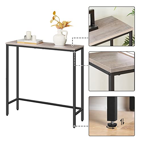 HOOBRO Narrow Console Table, 29.5" Small Entryway Table, Thin Sofa Table, Side Table, Display Table, for Hallway, Bedroom, Living Room, Foyer, Greige and Black BG75XG01 HOOBRO