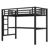 Bellemave Twin Loft Bed with Desk and LED, Metal Twin Loft Bed Frame with USB guardrail and Ladder for Adults, Kids, Teens, Black Bellemave