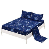 MAG 4 Pcs Bedding Set Space Galaxy Sheets,Planets Stars Queen Sheet Set for Kids Teens Boys Girls and Space-Lovers,Super Soft Microfiber,with 1 Fitted Sheet 14''Deep Pocket +1 Flat Sheet+2 Pillowcase. MAG