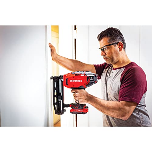 CRAFTSMAN V20 Cordless Finish Nailer Kit, Nail Gun, 16GA, 2-1/2 Nails, Battery and Charger Included (CMCN616C1) CRAFTSMAN