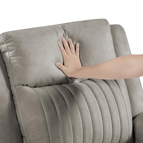 Lexicon Manual Double Reclining Loveseat, Polished Microfiber Manual Wall Hugger Loveseat Recliner for Living Room, Center Storage Console/Cup Holders, Easy Assembly, Dove Lexicon