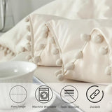 PERFEMET Girls Comforter Set Twin Size Beige Cream 5 Pieces Boho Pom Pom Bed in A Bag with Sheets Ultra Soft Lightweight Fluffy Beige Solid Bedding Set Matching 2 Pillowcases(Beige Cream, Twin) PERFEMET