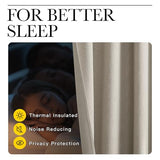 NICETOWN 100% Blackout Linen Curtain for Patio Sliding Door, W100 x L84 in Room Divider Curtain for Bedromm, 2-Sided Faux Linen Physical Shading Thermal Insulated Privacy Drape, Natural, 1 Panel NICETOWN