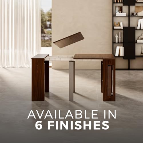 Mobili Fiver, Easy, Extendable Console Table with Extension Leaves Holder, 17.7(120.1) x35.4 in, Walnut, for 4-12 People, Space Saving Dining Table for Entrance, Living Room, Italian Furniture Mobili Fiver