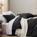 Bedsure Black Duvet Cover Full Size - 3 Pieces Prewashed Extra Soft Cotton-Like Polyester Bedding Set, Includes 1 Duvet Cover 80x90 Inches with Zipper Closure & 2 Pillow Shams, Comforter Not Included Bedsure