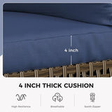 Grand patio 7-Piece Wicker Patio Furniture Set, Retro Outdoor Conversation Set Sectional Sofa with Water Resistant Blue Thick Cushions and Coffee Table, Brown Grand patio