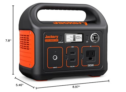 Jackery Portable Power Station Explorer 240, 240Wh Backup Lithium Battery, 110V/200W Pure Sine Wave AC Outlet, Solar Generator for Outdoors Camping Travelling and Emergencies. (Solar Panel Se - WoodArtSupply