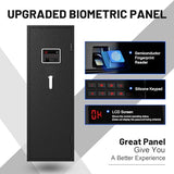 EMAXEE 7-8 Biometric Gun Safe Rifle, Large Gun Safes for Home Rifle and Pistols with Upgraded Control Panel and LED Light, Quick Access Fingerprint Gun Cabinet with Removable Shelf and Gun Racks EMAXEE