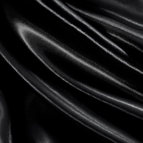 GOLAL Satin Sheets Full Size - 4 Pieces Luxury Silky Soft Bed Sheets, Wrinkle-Free Black Satin Silk Sheet Set with 1 Deep Pocket Fitted Sheet, 1 Flat Sheet, 2 Pillow Cases GOLAL