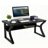 Aevum azn 47 inch Computer Desk, Home Office Desk with Storage Shelf, Sturdy U-Shaped Metal Frame Study Table with Cable Management, Gaming Desk for Office & Bedroom (Black, 47 inch) Aevum azn