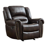 CANMOV Rocker Recliner Chair, Leather Recliner Chair with Overstuffed Backrest and Armrests, Manual Single Sofa for Living Room,Bedroom, Dark Brown