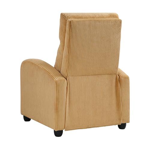 Lexicon Corduroy Pushback Recliner Chair Armchair Push Back Recliner, Solid Wood Frame and Metal Base, Easy Assembly Small Soft Single Sofa Accent Chair for Living Room/Office/Apartment, Yellow Lexicon
