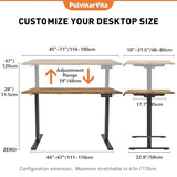 PulvinarVita Standing Desk Frame, Stand up Desk Frame Workstation, Electric Adjustable Legs, 3 Memory Height Settings, with Cable Management Tray and Storage Bag, 2pcs Headphone Hook PulvinarVita