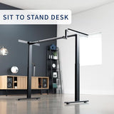 VIVO Black Manual Height Adjustable Stand Up Desk Frame with Hand Crank System, Ergonomic Standing 2 Leg Workstation, DESK-V101M VIVO
