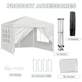 10X10FT White Pop Up Canopy Party Tent, Outdoor Commercial Instant Gazebo with 4 Removable Sidewalls for Events, Wedding, Backyard, Patio, Easy Set Up Sun Shade with Carrying Bag Usnipoya