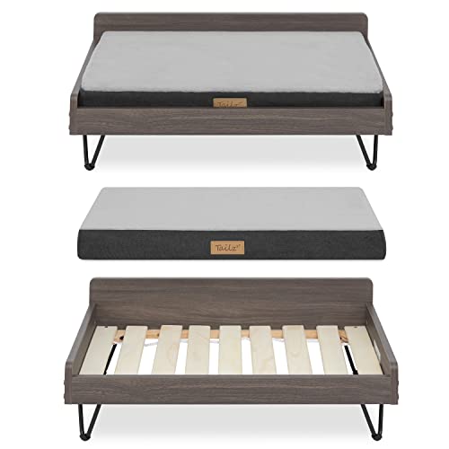 TailZzz Wooden Dog Bed and Dog Couch with Water-Resistant and Calming Mattress, Small to Medium Elevated Pet Bed, Greenguard Gold Certified, Dog Beds & Furniture, Chase TailZzz