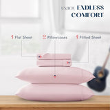 XOOX Linen Full Sheet Sets Cotton - 500 Thread Count 100% Cotton Full Sheets, 4 PC (Blush), Luxury Soft, Breathable, Cooling, Extra Large 16" Deep Pocket Sateen Bedsheet for Dorm Rooms XOOX Linen