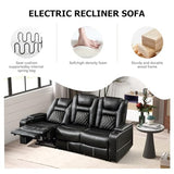 CANMOV Home Theater Seating Seats, Theater Recliner Chair Sofa, PU Leather 3 seat Power Recliner Sofa with Cup Holders, Hidden Arm Storage, USB Ports,Black