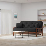 Nirvana Futons Stanford Futon Set - Full Size, Frame, 8" Mattress, Twill Black Cover Nirvana Futons