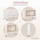 Dream On Me Full Size 2-in-1 Folding Stationary Side Crib In White, Locking Wheels, Folds Flat For Storage, Comes with Teething Guard, Non-Toxic Finish Dream On Me